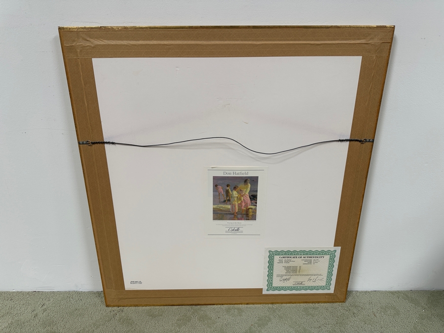 Just Added - Don Hatfield Limited Edition Artist Signed Serigraph Titled “Playing At The Shore” Artist Proof Numbered AP 4 Of 85 25 X 27.5 Framed 37.5 X 40 [Photo 10]