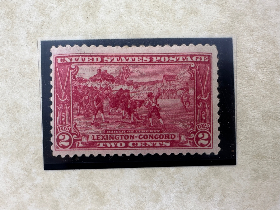 Just Added - Pair Of Mint United States 1925 Lexington-Concord Commemorative Postage Stamps: One Cent Stamp And Two Cent Stamp [Photo 4]
