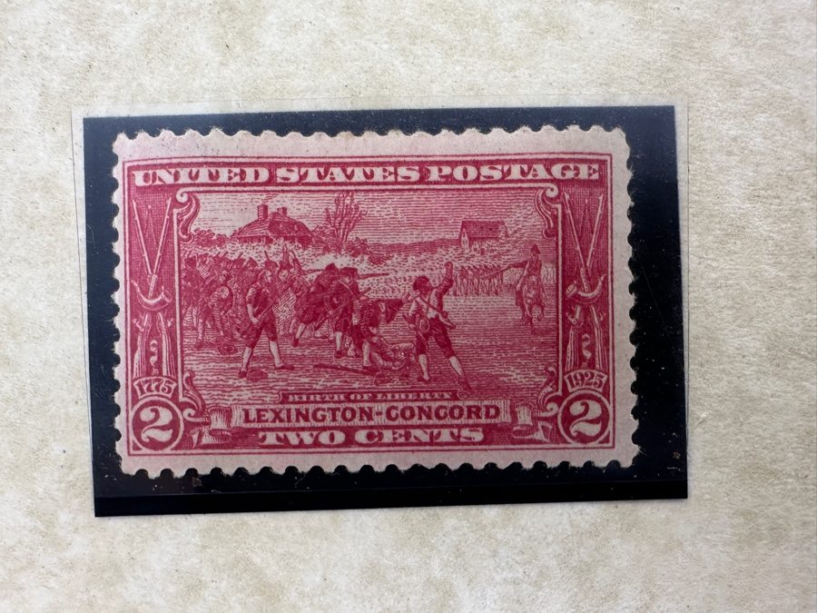 Just Added - Pair Of Mint United States 1925 Lexington-Concord Commemorative Postage Stamps: One Cent Stamp And Two Cent Stamp [Photo 3]