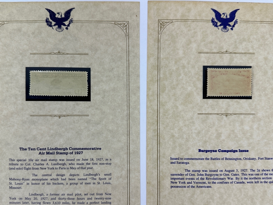 Just Added - Pair Of Mint United States Postage Stamps: 1927 Ten Cent Charles Lindbergh Commemorative Air Mail Stamp And 1927 Burgoyne Campaign Issue Two Cent Stamp [Photo 8]
