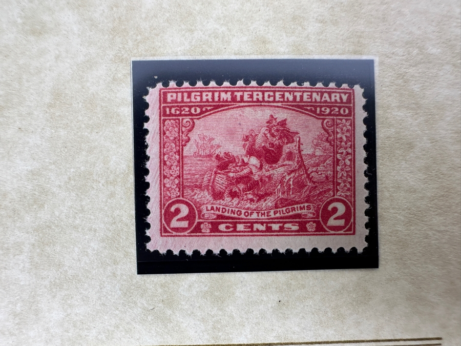 Just Added - Pair Of Mint United States Postage Stamps: 1920 One Cent Pilgrim Tercentenary Commemorative Stamp The Mayflower And Two Cent Pilgrim Tercentenary Commemorative Stamp Landing Of The Pilgrims [Photo 5]