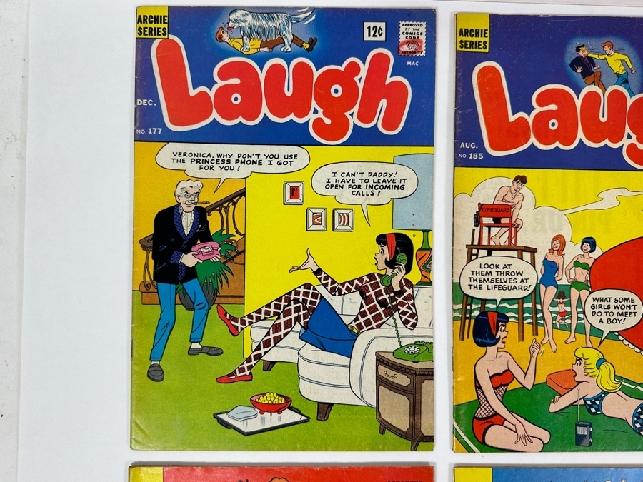 Just Added - (5) Vintage 1960s/70s Archie Series Laugh 12cent/15cent Comic Books: 1965 #177, #185, #218, 1964 #160, #233 And 1969 Betty And Veronica Summer Fun Giant Comic Book #164 [Photo 2]