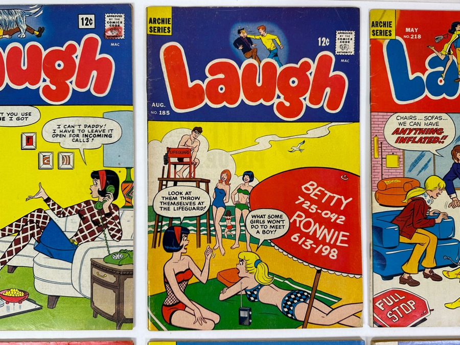 Just Added - (5) Vintage 1960s/70s Archie Series Laugh 12cent/15cent Comic Books: 1965 #177, #185, #218, 1964 #160, #233 And 1969 Betty And Veronica Summer Fun Giant Comic Book #164 [Photo 3]