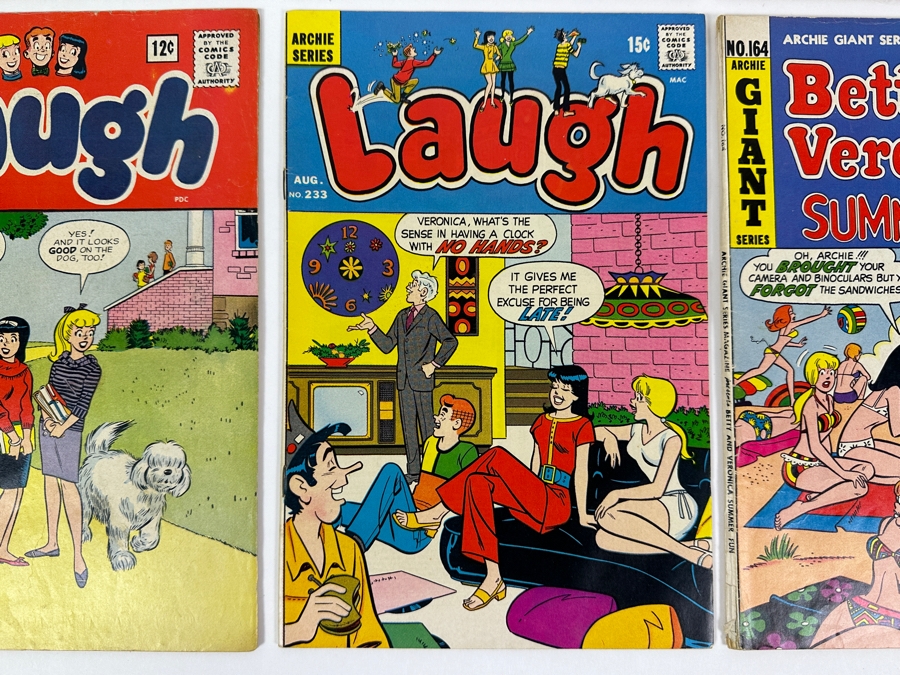 Just Added - (5) Vintage 1960s/70s Archie Series Laugh 12cent/15cent Comic Books: 1965 #177, #185, #218, 1964 #160, #233 And 1969 Betty And Veronica Summer Fun Giant Comic Book #164 [Photo 6]