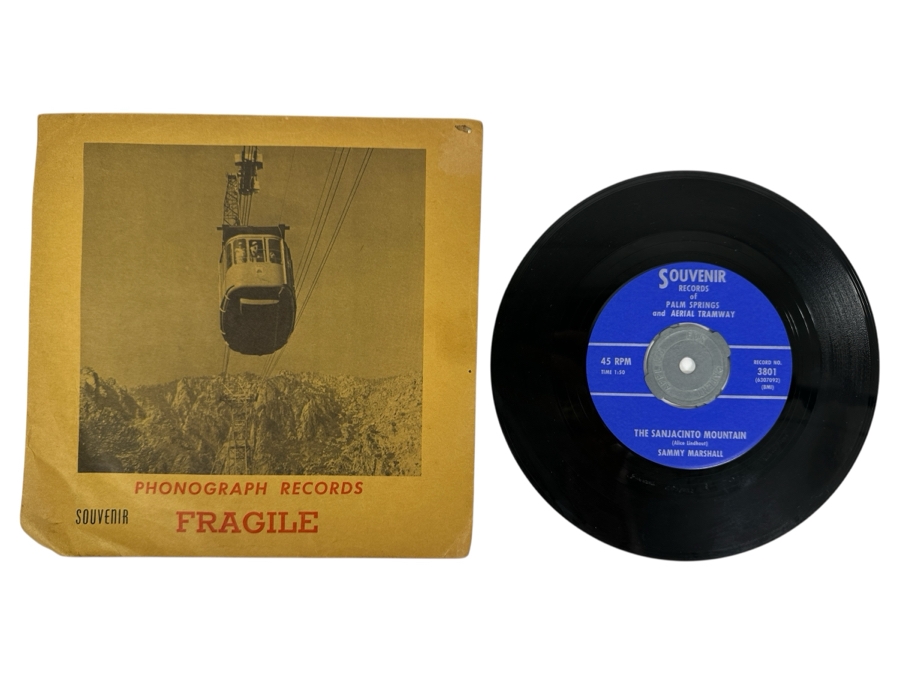 Just Added - Vintage Souvenir Records Of Palm Springs And Aerial Tramway Sammy Marshall 45rpm Vinyl Record