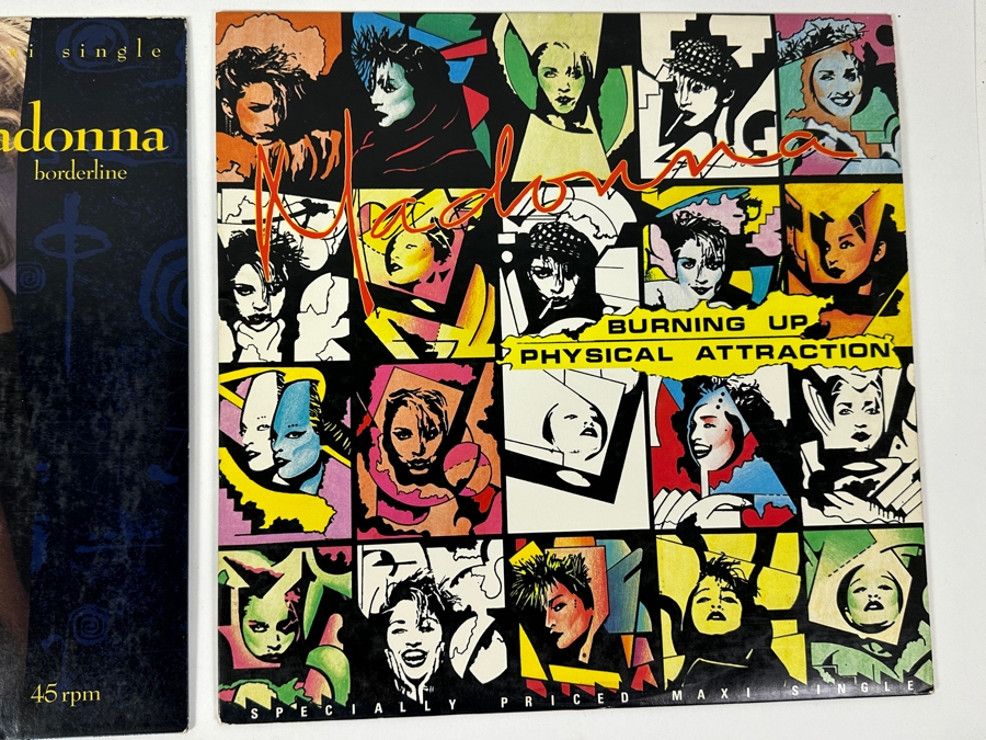 Just Added - (2) Madonna Singles Vinyl Records: Borderline & Burning Up / Physical Attraction [Photo 3]