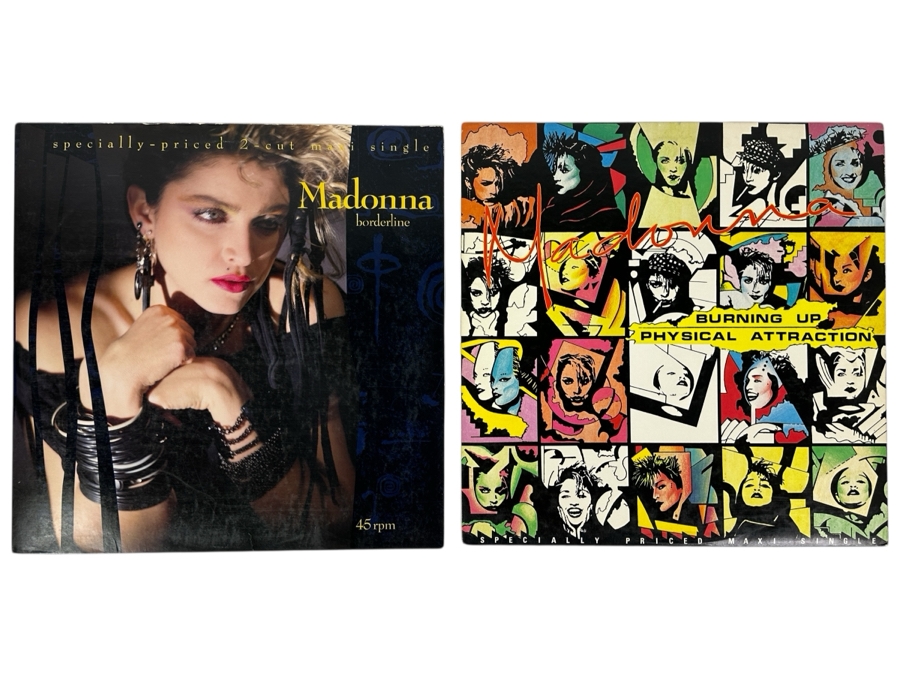 Just Added - (2) Madonna Singles Vinyl Records: Borderline & Burning Up / Physical Attraction