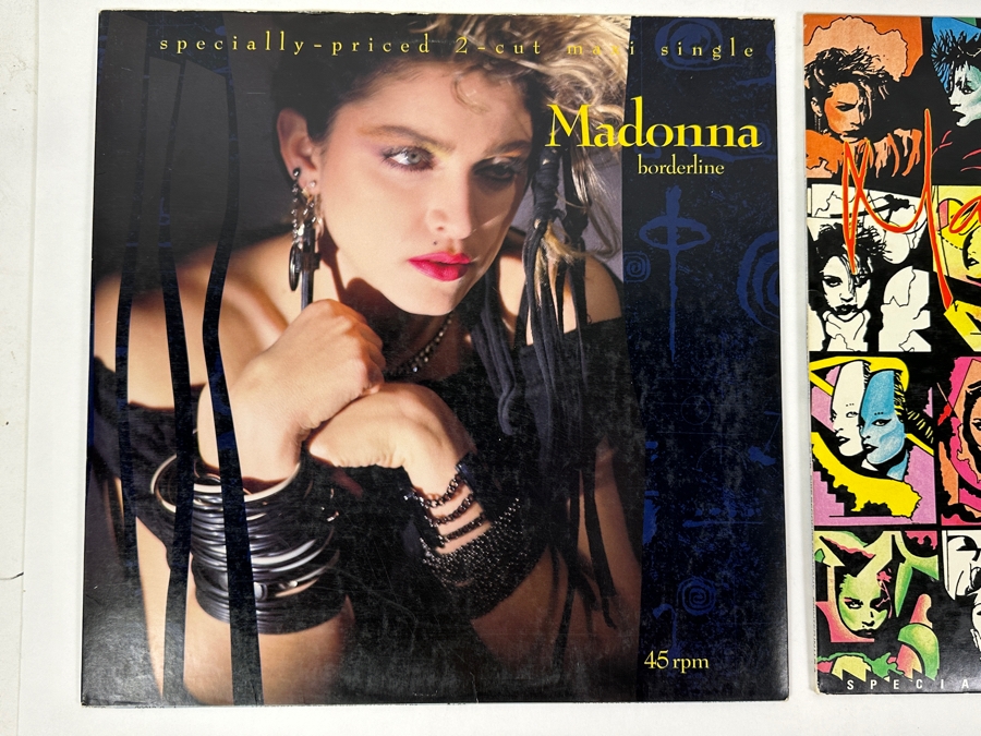 Just Added - (2) Madonna Singles Vinyl Records: Borderline & Burning Up / Physical Attraction [Photo 2]