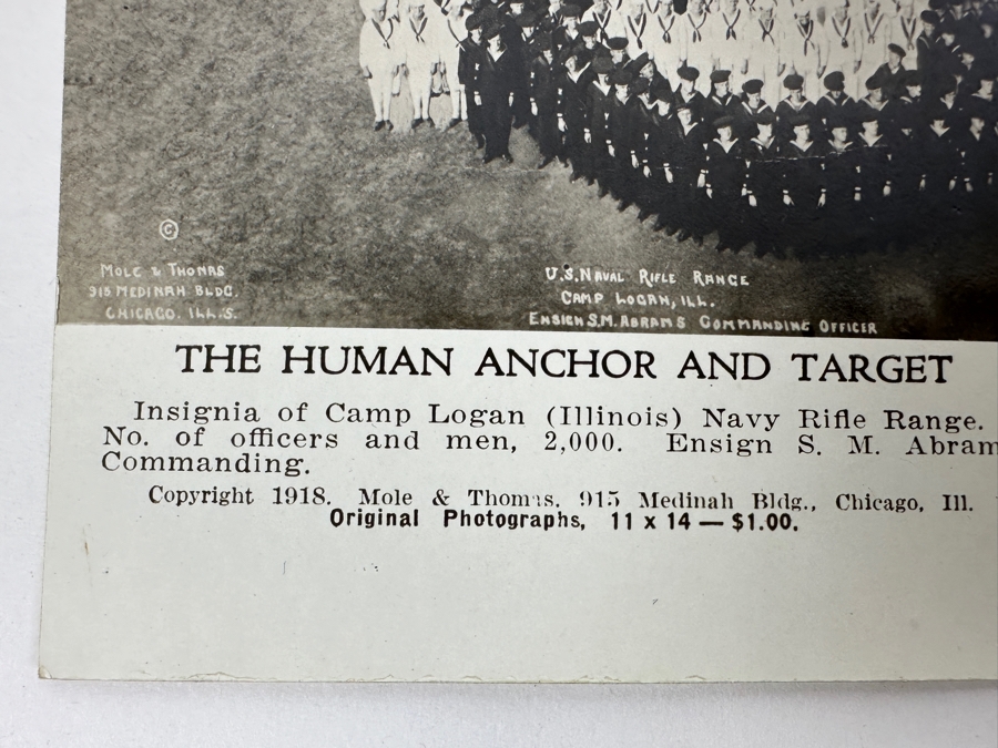 Just Added - (12) Antique Arthur Mole (1889-1983) & John Thomas (Died 1947) US Military Patriotic Images Real Photo Postcards Using Thousands Of Soldiers To Create Patterns And Patriotic Images Called “Living Photographs” Postcards Estimate $1,000-$1,500 [Photo 39]