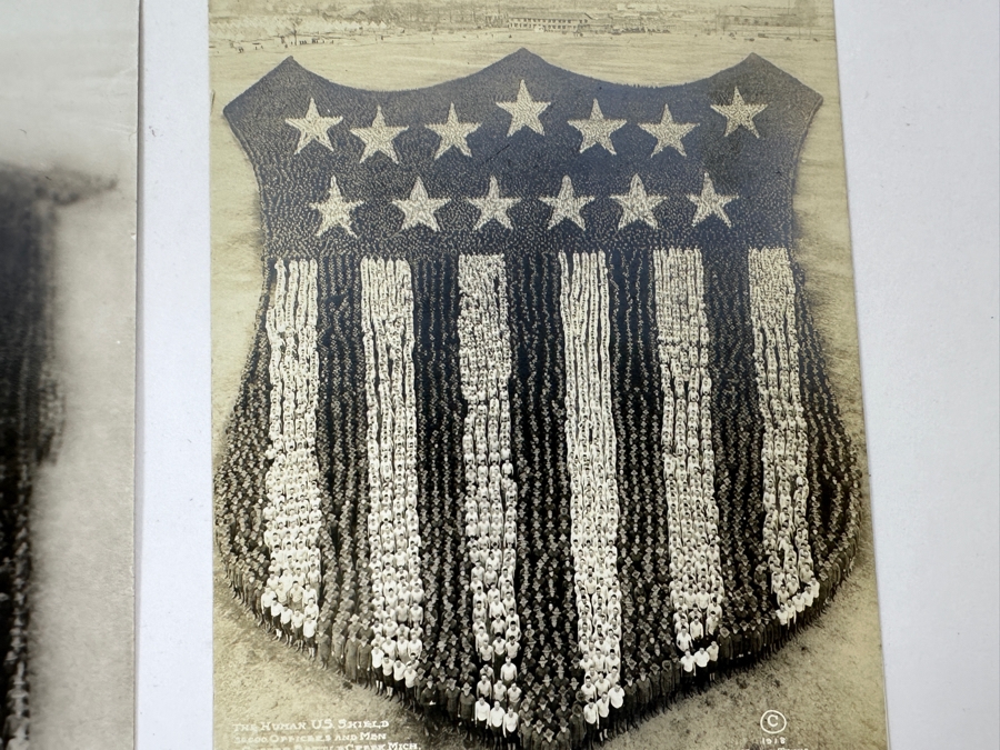 Just Added - (12) Antique Arthur Mole (1889-1983) & John Thomas (Died 1947) US Military Patriotic Images Real Photo Postcards Using Thousands Of Soldiers To Create Patterns And Patriotic Images Called “Living Photographs” Postcards Estimate $1,000-$1,500 [Photo 32]