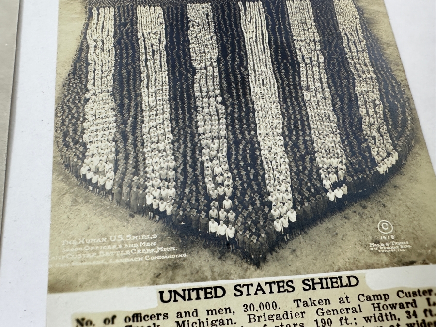 Just Added - (12) Antique Arthur Mole (1889-1983) & John Thomas (Died 1947) US Military Patriotic Images Real Photo Postcards Using Thousands Of Soldiers To Create Patterns And Patriotic Images Called “Living Photographs” Postcards Estimate $1,000-$1,500 [Photo 33]