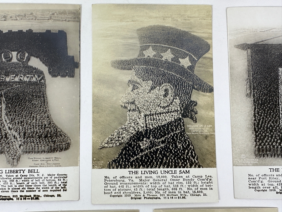 Just Added - (12) Antique Arthur Mole (1889-1983) & John Thomas (Died 1947) US Military Patriotic Images Real Photo Postcards Using Thousands Of Soldiers To Create Patterns And Patriotic Images Called “Living Photographs” Postcards Estimate $1,000-$1,500 [Photo 24]