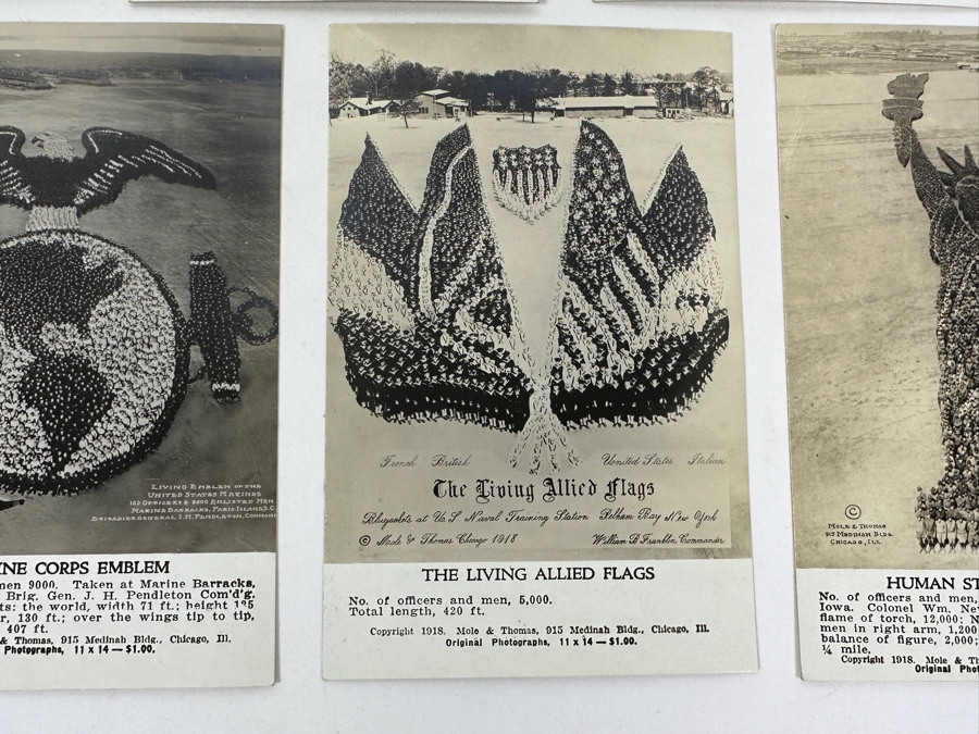 Just Added - (12) Antique Arthur Mole (1889-1983) & John Thomas (Died 1947) US Military Patriotic Images Real Photo Postcards Using Thousands Of Soldiers To Create Patterns And Patriotic Images Called “Living Photographs” Postcards Estimate $1,000-$1,500 [Photo 46]