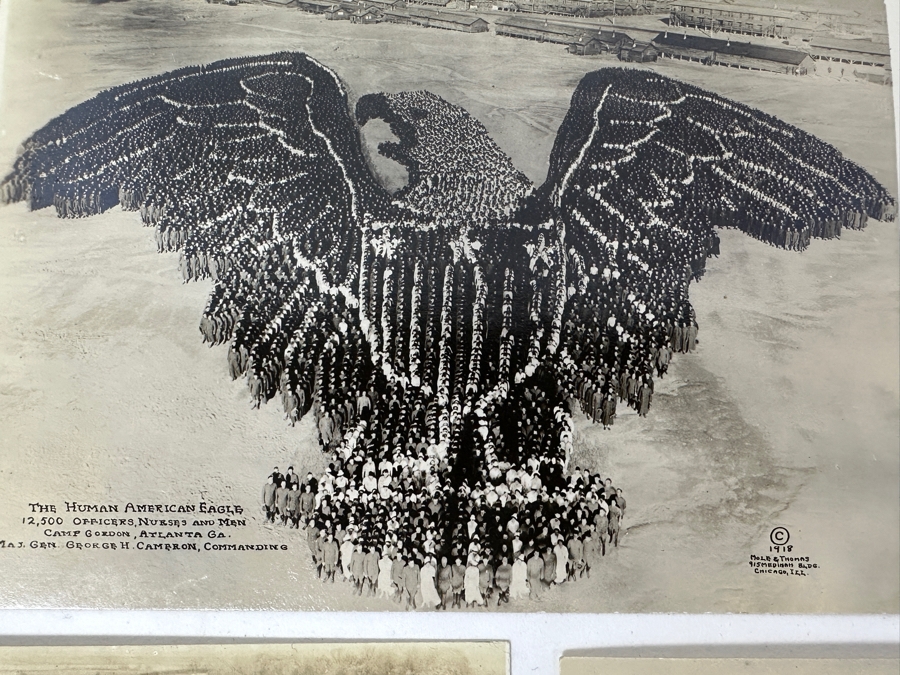 Just Added - (12) Antique Arthur Mole (1889-1983) & John Thomas (Died 1947) US Military Patriotic Images Real Photo Postcards Using Thousands Of Soldiers To Create Patterns And Patriotic Images Called “Living Photographs” Postcards Estimate $1,000-$1,500 [Photo 2]
