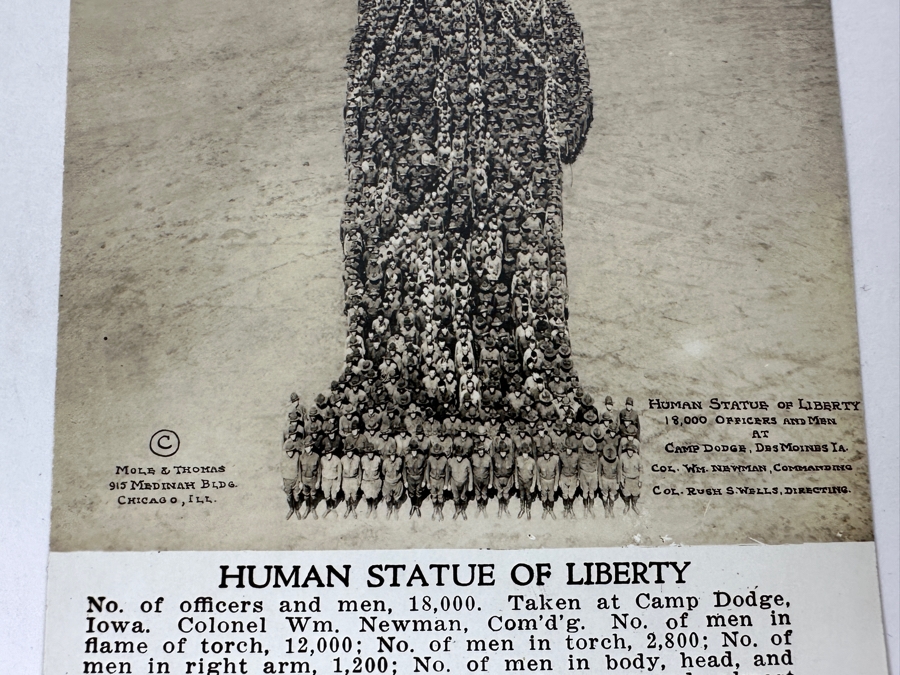 Just Added - (12) Antique Arthur Mole (1889-1983) & John Thomas (Died 1947) US Military Patriotic Images Real Photo Postcards Using Thousands Of Soldiers To Create Patterns And Patriotic Images Called “Living Photographs” Postcards Estimate $1,000-$1,500 [Photo 50]