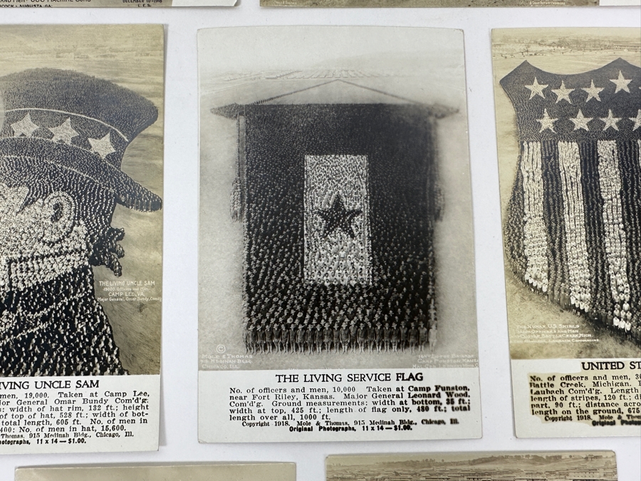 Just Added - (12) Antique Arthur Mole (1889-1983) & John Thomas (Died 1947) US Military Patriotic Images Real Photo Postcards Using Thousands Of Soldiers To Create Patterns And Patriotic Images Called “Living Photographs” Postcards Estimate $1,000-$1,500 [Photo 28]