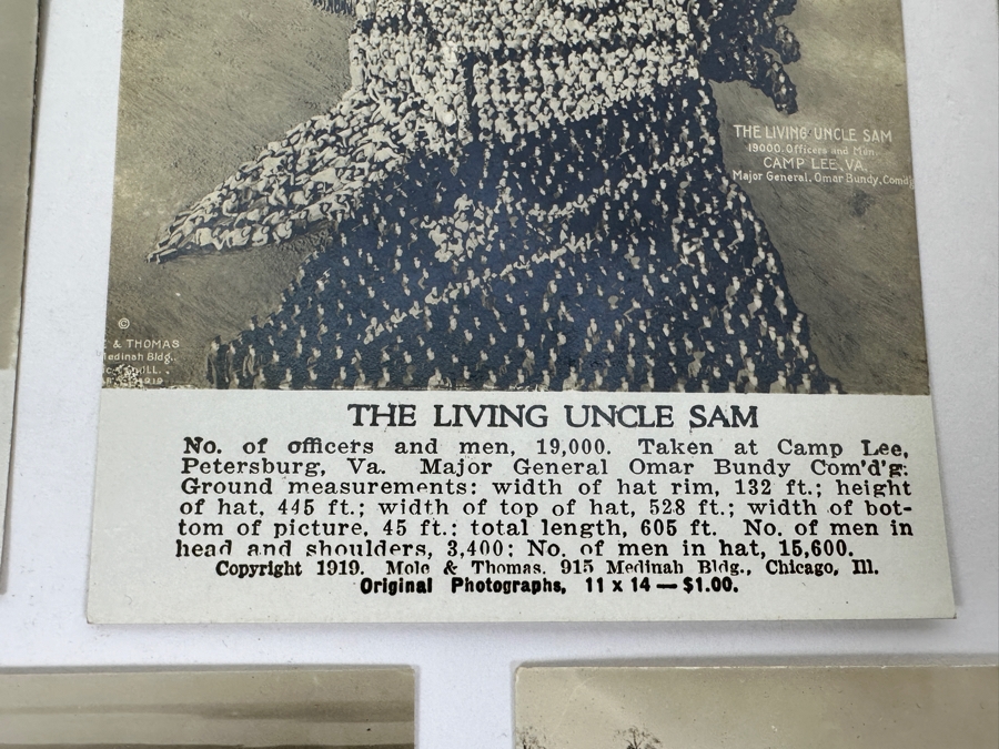 Just Added - (12) Antique Arthur Mole (1889-1983) & John Thomas (Died 1947) US Military Patriotic Images Real Photo Postcards Using Thousands Of Soldiers To Create Patterns And Patriotic Images Called “Living Photographs” Postcards Estimate $1,000-$1,500 [Photo 27]