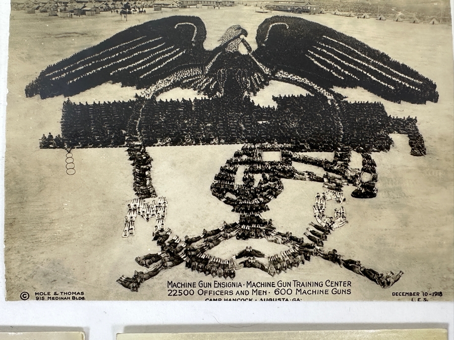 Just Added - (12) Antique Arthur Mole (1889-1983) & John Thomas (Died 1947) US Military Patriotic Images Real Photo Postcards Using Thousands Of Soldiers To Create Patterns And Patriotic Images Called “Living Photographs” Postcards Estimate $1,000-$1,500 [Photo 7]