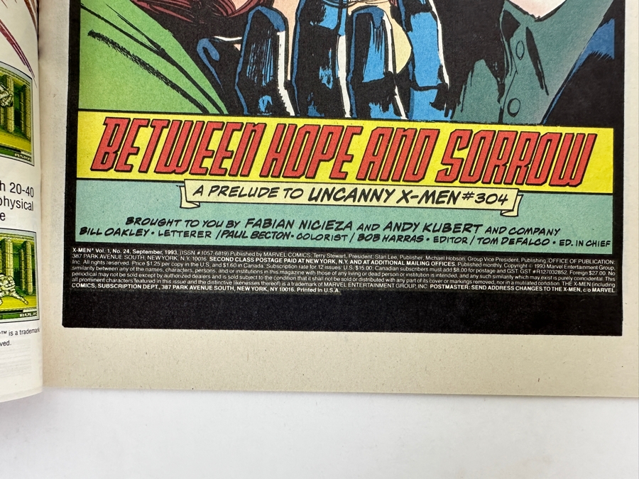 Just Added - Vintage 1993 Marvel Comics X-Men No. 24 Rogue & Gambit Kiss Cover Comic Book [Photo 6]