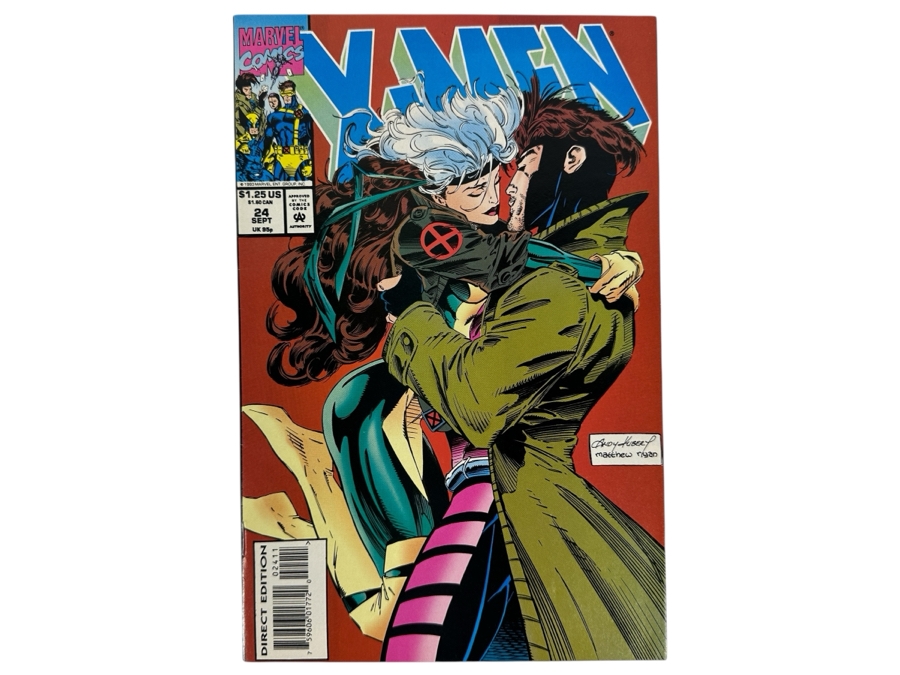 Just Added - Vintage 1993 Marvel Comics X-Men No. 24 Rogue & Gambit Kiss Cover Comic Book