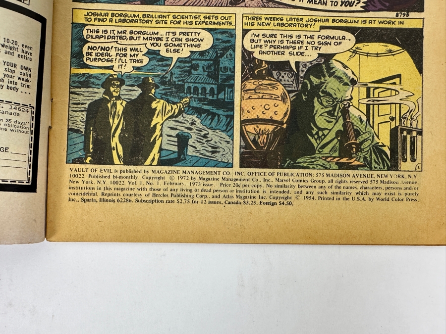Just Added - Vintage 1972 Marvel Comics Vault Of Evil No. 1 Comic Book [Photo 6]