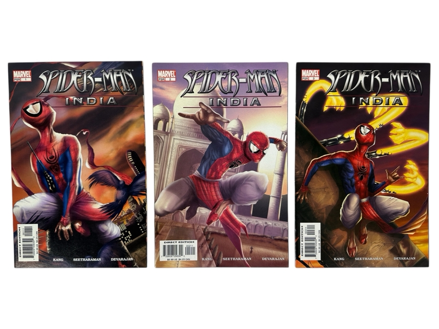 Just Added - Vintage 2005 Marvel Comics Spider-Man India No. 1, 2 & 3 1st Appearance Of Pavitr Prabhakar Comic Books