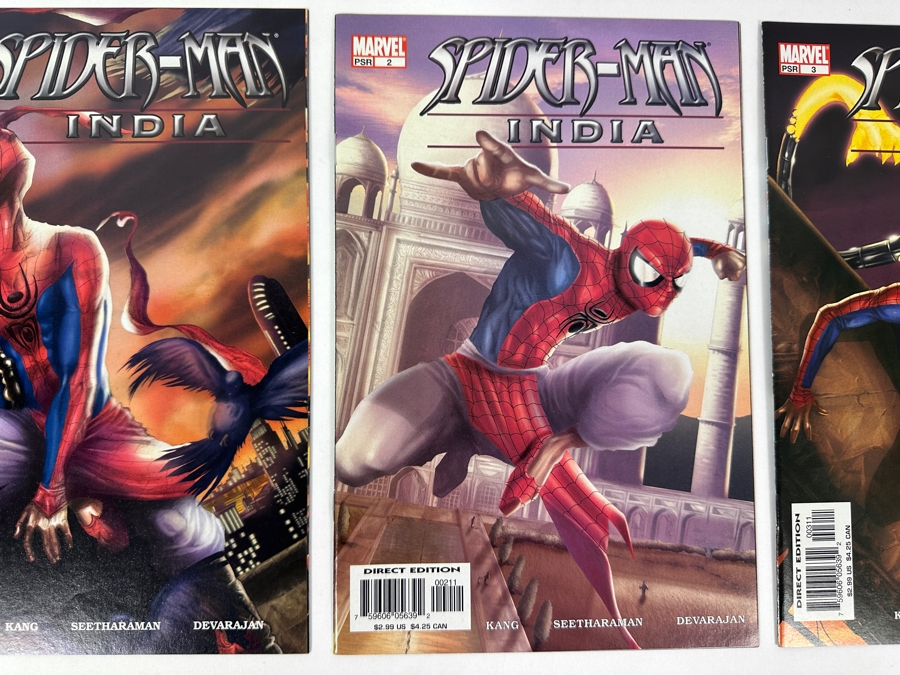 Just Added - Vintage 2005 Marvel Comics Spider-Man India No. 1, 2 & 3 1st Appearance Of Pavitr Prabhakar Comic Books [Photo 3]