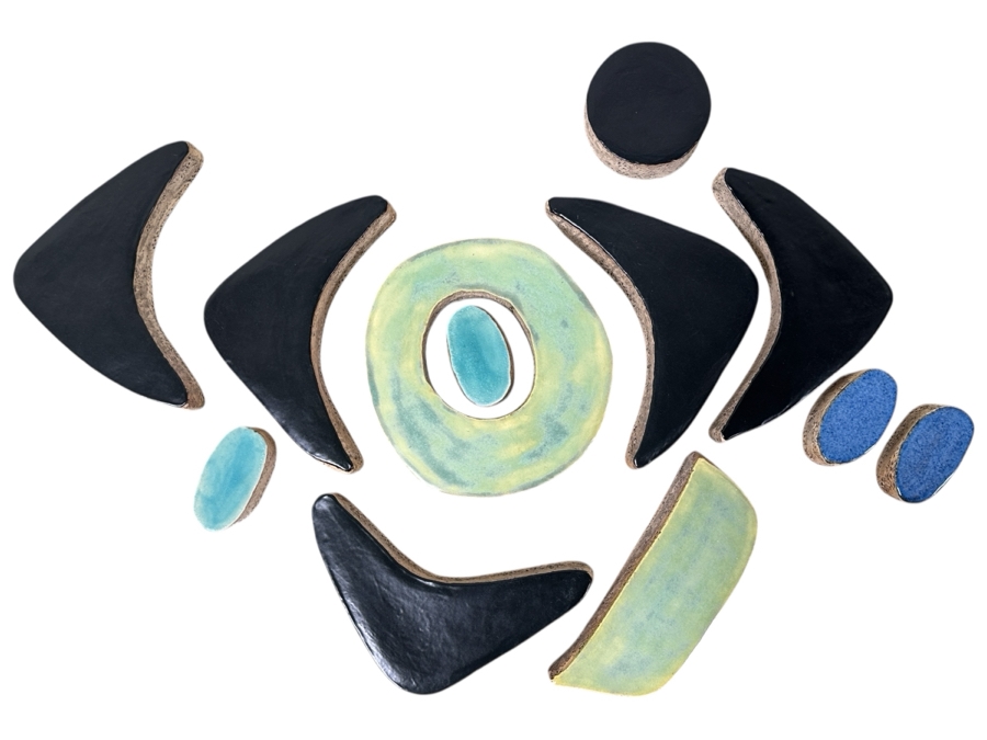 Just Added - Jean Smith Glazed Ceramic Wall Sculpture in 12 parts  32'W x 22'H as Displayed