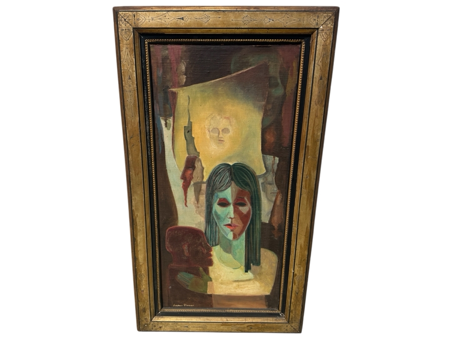 Just Added - Joanne Rimmer Original Acrylic Painting On Board Signed Lower Right 13 X 27 In Antique Frame 18 X 32