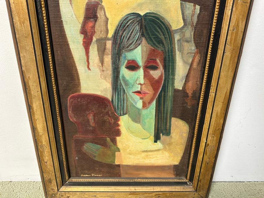 Just Added - Joanne Rimmer Original Acrylic Painting On Board Signed Lower Right 13 X 27 In Antique Frame 18 X 32 [Photo 2]