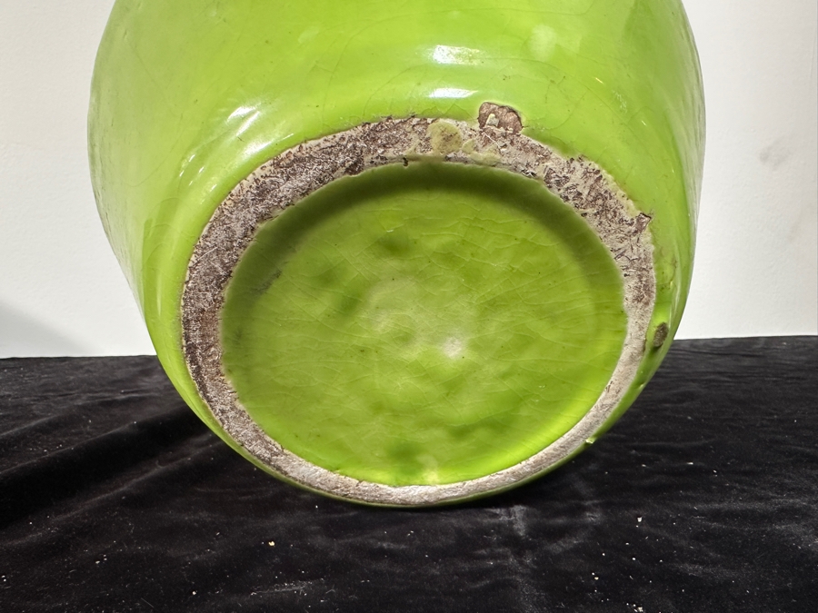 Just Added - Vintage Mid-Century Modern Green Glazed Flower Pot 8.5H [Photo 3]