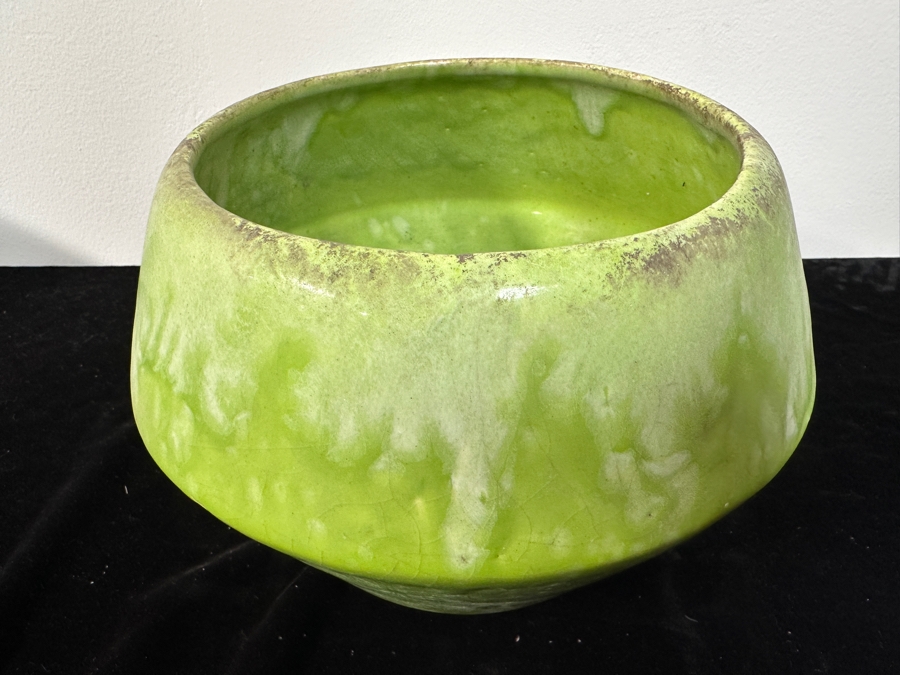 Just Added - Vintage Mid-Century Modern Green Glazed Flower Pot 8.5H [Photo 2]