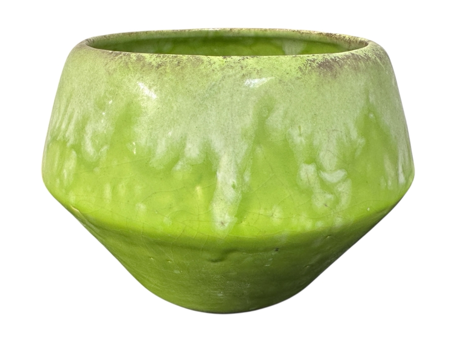 Just Added - Vintage Mid-Century Modern Green Glazed Flower Pot 8.5H
