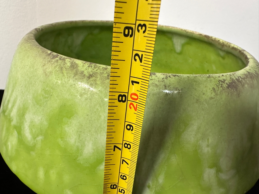 Just Added - Vintage Mid-Century Modern Green Glazed Flower Pot 8.5H [Photo 4]