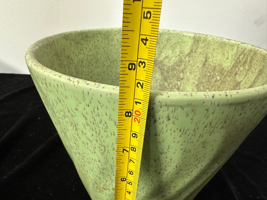 Just Added - Vintage Mid-Century Modern Green Bauer Pottery Swirl Design Flower Pot 8.5H [Photo 6]