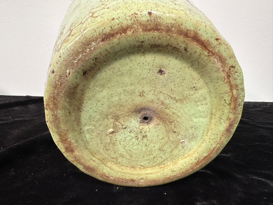Just Added - Vintage Mid-Century Modern Green Bauer Pottery Swirl Design Flower Pot 8.5H [Photo 4]