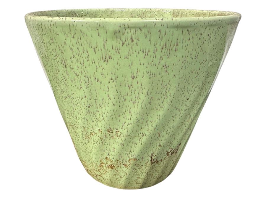 Just Added - Vintage Mid-Century Modern Green Bauer Pottery Swirl Design Flower Pot 8.5H
