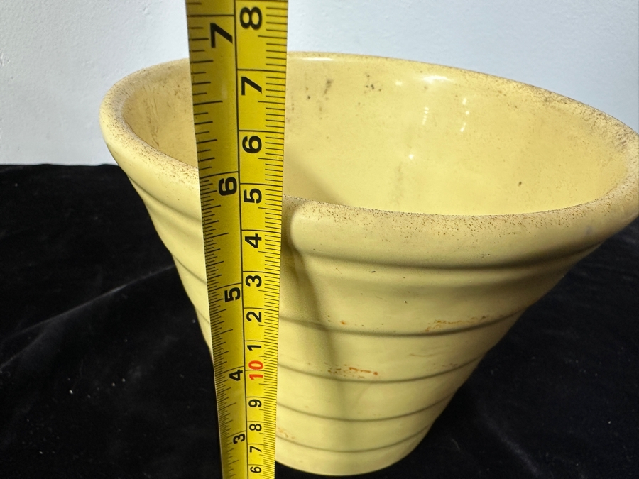 Just Added - Vintage Mid-Century Modern Yellow Bauer Pottery Flower Pot 6H [Photo 5]