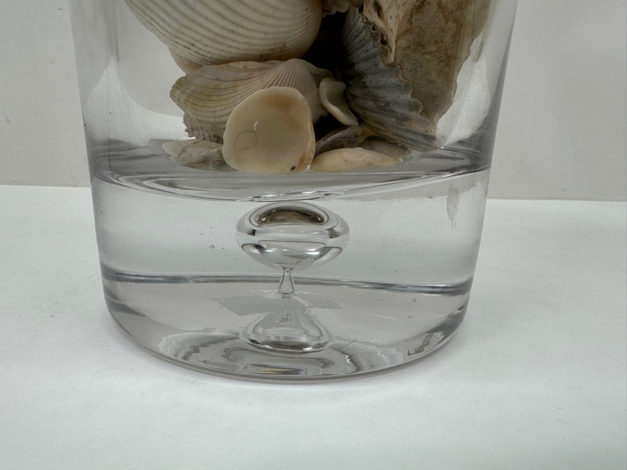 Just Added - Bubble Glass Vase Filled With Organic Seashells 14H [Photo 2]