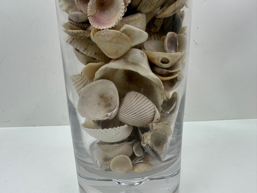 Just Added - Bubble Glass Vase Filled With Organic Seashells 14H [Photo 3]