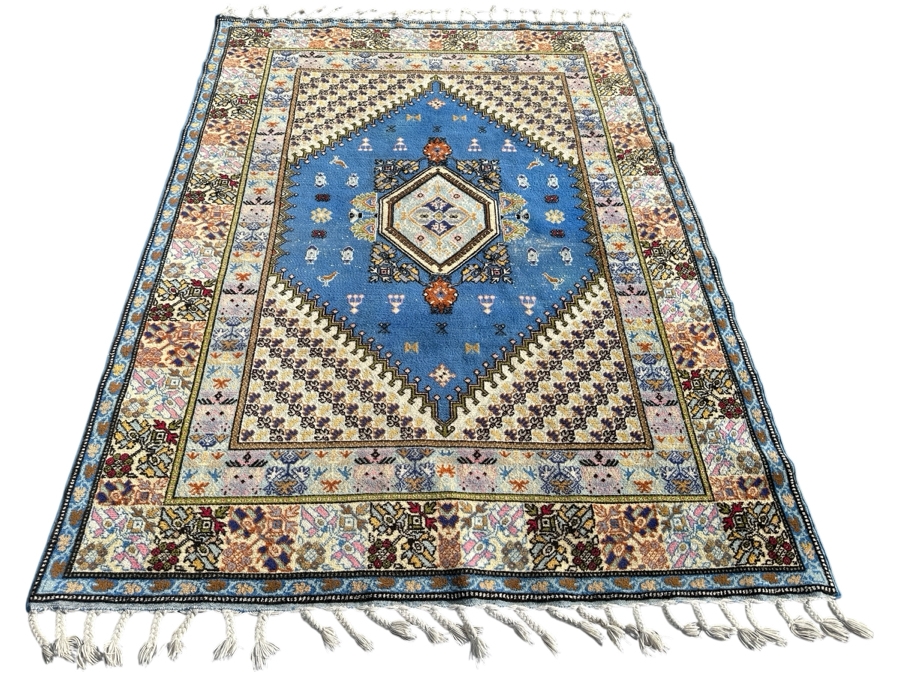 Just Added - Vintage Moroccan Hand Woven Wool Area Rug With A Tribal And Geometric Design 66 X 91