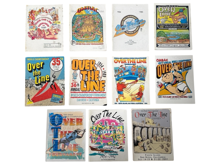 Just Added - (11) San Diego Over The Line Tournament Programs From 1982 - 2001