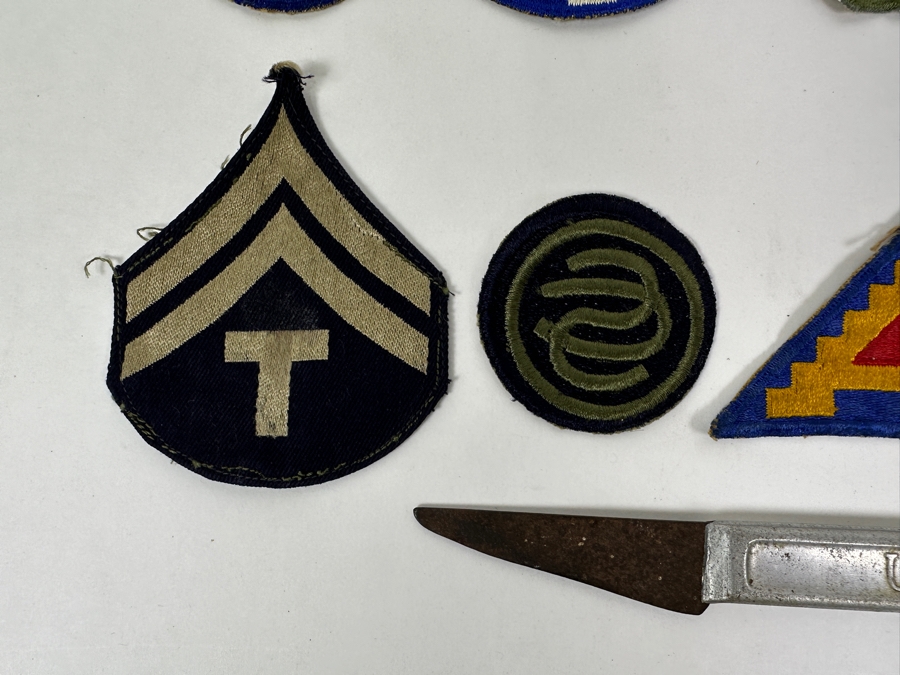 Just Added - Antique 1918 US Military Mess Kit Knife And (12) US Military Patches [Photo 8]