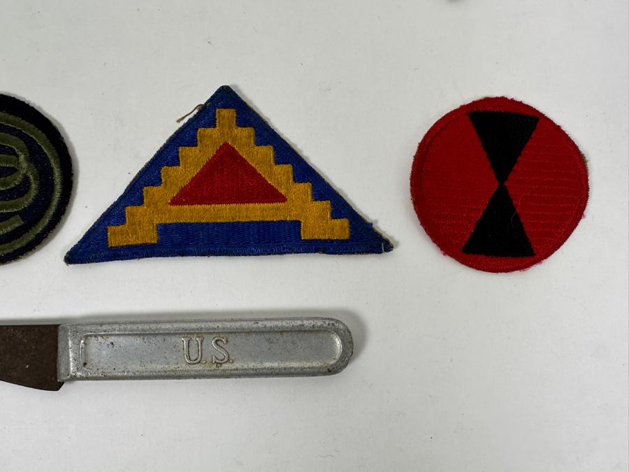 Just Added - Antique 1918 US Military Mess Kit Knife And (12) US Military Patches [Photo 7]