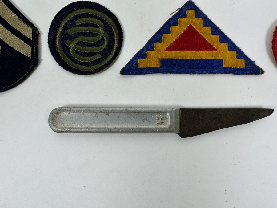 Just Added - Antique 1918 US Military Mess Kit Knife And (12) US Military Patches [Photo 4]