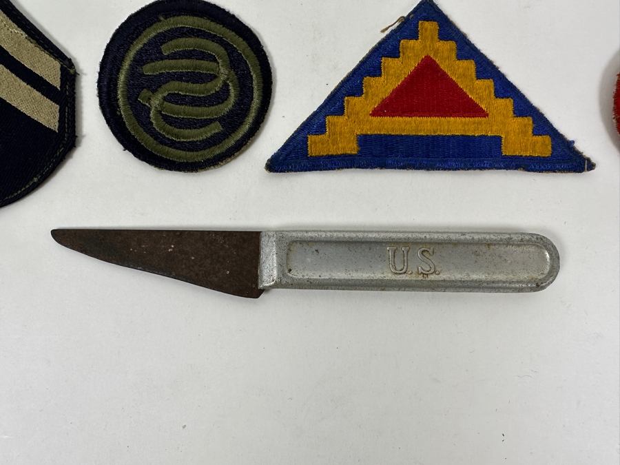 Just Added - Antique 1918 US Military Mess Kit Knife And (12) US Military Patches [Photo 9]