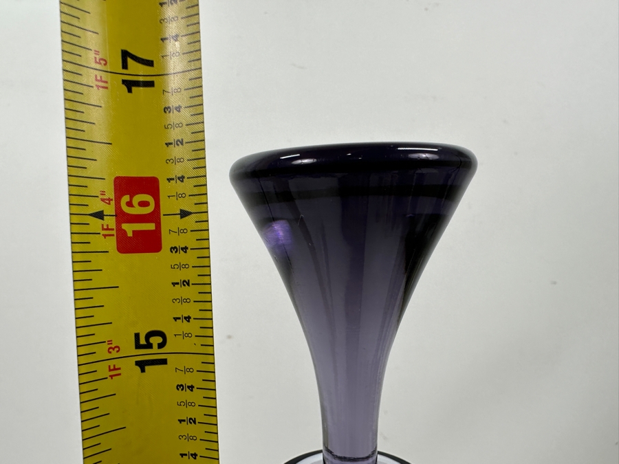 Just Added - Purple Amethyst Glass Decanter With Stopper 16H And Matching Stemware Glasses 6H [Photo 4]