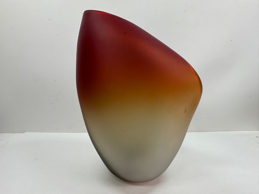 Just Added - 1980s Alfredo Barbini Murano Studio Art Glass Folded Bowl Vase 14'H [Photo 4]
