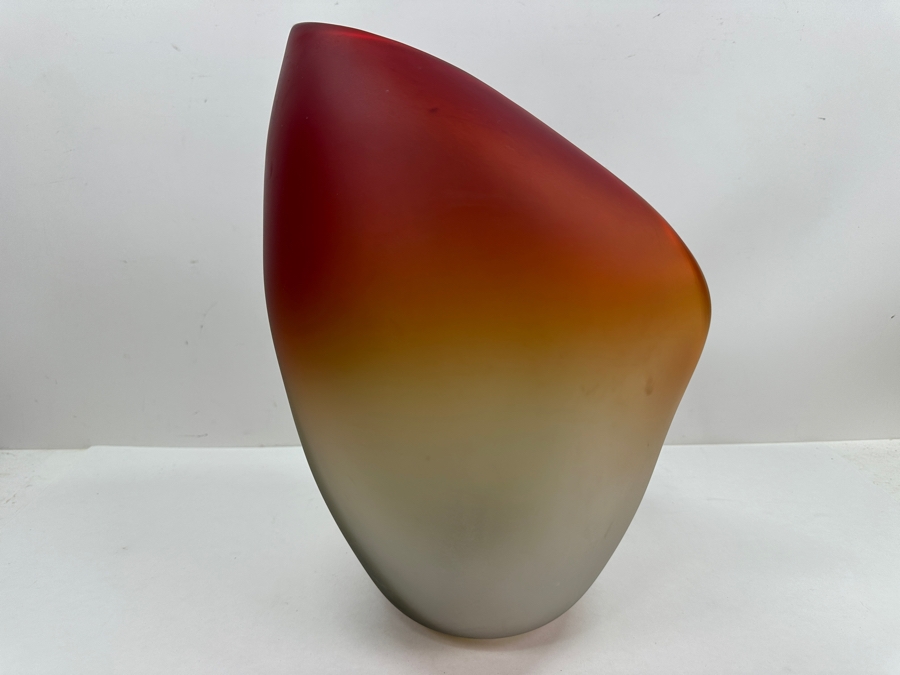 Just Added - 1980s Alfredo Barbini Murano Studio Art Glass Folded Bowl Vase 14'H [Photo 5]