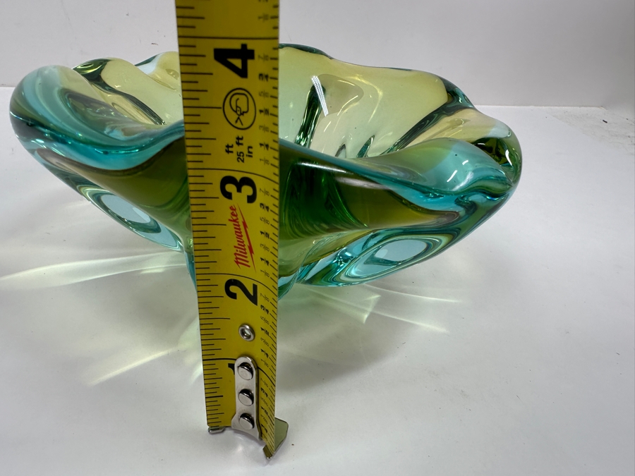 Just Added - Vintage Seguso Green Murano Glass Bowl Dish 7'W x 3.5'H  [Photo 8]